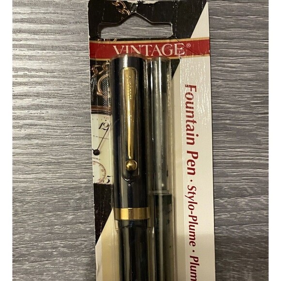 1990s Sheaffer 70475 Vintage Marbled Blue& Gold Fine Fountain Pen Refillable NOS - Picture 2 of 4
